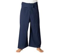PANASIAM Pantalon de pêcheur thaï - Coton - Pantalon Portefeuille Unisexe | Pantalon thaï, aussi pour le yoga ou les arts martiaux, ajustement flexible en 2 longueurs, technique portefeuille, uni