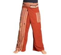 PANASIAM Pantalon de pêcheur thaï - Coton - Pantalon Portefeuille Unisexe | Pantalon thaï, aussi pour le yoga & arts martiaux, ajustement flexible en 2 longueurs, technique portefeuille, motif tissé