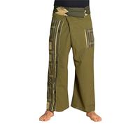 PANASIAM Pantalon de pêcheur thaï - Coton - Pantalon Portefeuille Unisexe | Pantalon thaï, aussi pour le yoga & arts martiaux, ajustement flexible en 2 longueurs, technique portefeuille, motif tissé