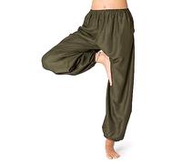 PANASIAM Pantalon Harem uni, Vert Olive M