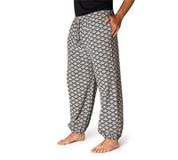 PANASIAM Pantalon Muck « Geometrix », motif japonais traditionnel, produit équitablement dans de petites entreprises, Seigaiha gris, M