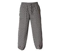 PANASIAM Pantalon Muck « Geometrix », motif japonais traditionnel, produit équitablement dans de petites entreprises, Asanoha Noir, M