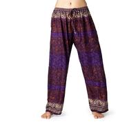 PANASIAM Pantalon Détente Femme Indostyle - Sarouel Palazzo Style Bohème | 100% viscose, pantalon été léger, 3 tailles jusqu'à 105 cm longueur, aussi porté comme pantalon bien-être, yoga & plage
