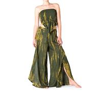PANASIAM Pants Top Set Cuba TieDy, Olive Green Yellow, M