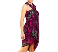 PANASIAM Paréo Opaque - XL Sarong - Drap de plage - Tons Rouges | Unisexe, jupe portefeuille, robe de plage, cache-maillot, viscose, teint à la main, foulard de hanches, batik de Bali