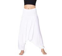 PANASIAM Sarouel Femme Uni - 2 en 1 - Sarouel & Combinaison | Pantalon d'été, 100% viscose, pantalon de yoga à entrejambe bas, taille élastique, idéal pour plage, loisirs, voyages