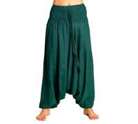 PANASIAM Sarouel Femme Uni - 2 en 1 - Sarouel & Combinaison | Pantalon d'été, 100% viscose, pantalon de yoga à entrejambe bas, taille élastique, idéal pour plage, loisirs, voyages