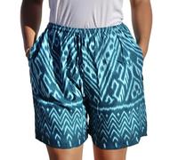 PANASIAM Short Kiowa - Short d'été décontracté avec Cordon - Unisexe | 100 % viscose, taille élastique avec cordon de serrage, 2 poches, short de plage à motif ikat, short de nuit femme & homme