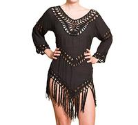 PANASIAM Tunique de Plage Ibiza Femme - Robe de Plage d’Été Légère 100% Coton - Tunique Bohème/Poncho de Plage, Paréo & Kimono Cover-Up pour Vacances & Festival