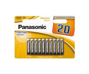 Panasonic, Alkaline Power, AAA Piles alcalines, Lot de 20, Micro, LR03, 1.5V, Protection Anti-Fuite, 7 Annees en Stock, pour télécommandes, balances, horloges, énergie Durable et fiable