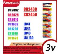 Panasonic-Batterie d'origine CR2032, CR2025, CR2016, CR1632, CR1220, CR1616, CR1620, CR2450, CR2430, LR41, LR1130, LR43, LR44, 5 pièces