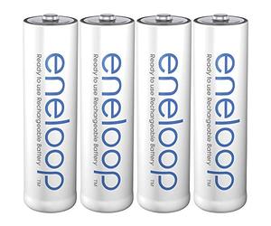 Panasonic batteries eneloop, pile Ni-MH prête à l'emploi, AA Mignon, pack de 4, min. 1900 mAh, 2100 cycles de charge, aux performances élevées et avec une faible autodécharge, pile rechargeable Blanc