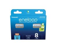Panasonic BK-4MCDE/8BE : Lot de 8 Piles Rechargeables AAA 1.2V 800mAh NiMH, Jusqu'à 2100 Cycles, Conditionnement Boîte avec Crochet