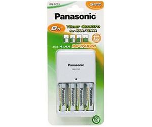 Panasonic BQ-CC03 Blanc Chargeur de Batterie Domestique - Chargeurs de Batterie (100-240 V, Hybrides Nickel-métal (NiMH), 70 mm,