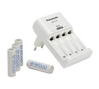 Panasonic chargeur + 4 piles AA Eneloop rechargeables 1900mAh, prêtes à l'emploi