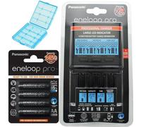 Panasonic chargeur eneloop BQ-CC65 incl. écran LCD, 4 eneloop Pro AA Mignon, AccuCell Box Blue