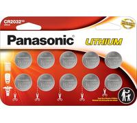 Panasonic CR2032 Lot de 10 Piles Bouton au Lithium 3,0 V résistantes aux Enfants, Emballage Conforme aux Normes