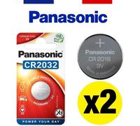 PANASONIC® - CR2032 - LOT DE 2 x PILE BOUTON LITHIUM 3V HAUTE PERFORMANCE DURÉE DE VIE EXTRA-LONGUE