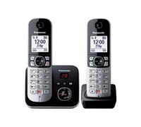 Panasonic Téléphone fixe sans fil KX-TG6862 – 2 combinés, Répondeur numérique, Noir/argent