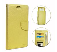 Panasonic Eluga Switch Etui Housse Folio Or Gold Façon Cuir Texturé Avec Porte Cartes Et Surpiqûres Apparentes By Ph26®