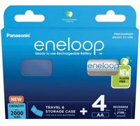 Panasonic eneloop 4 Blister AA Ni-MH Batteries 2000 mAh + Boîtier Batterie BK...