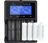 Panasonic eneloop, batterie NiMH prête à l'emploi, AA Mignon, pack de 4 et chargeur rapide LCD pour batterie NiMH et Li-Ion
