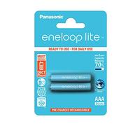 Panasonic eneloop Lite, Pile Ni-MH prête à l'emploi, AAA Micro, Pack de 2, Min. 550 mAh, 3000 Cycles de Charge, Faible autodécharge, Pile Rechargeable
