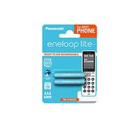 Panasonic eneloop Lite, Pile Ni-MH prête à l'emploi, AAA Micro, Pack de 2 pour téléphones sans Fil (DECT), Min. 550 mAh, 3000 Cycles de Charge, Faible autodécharge, Pile Rechargeable