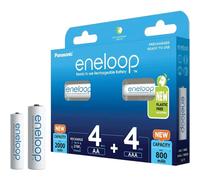 Panasonic eneloop, pile Ni-MH prête à l'emploi, AAA Micro, pack combiné de 8 avec 4 eneloop AA Mignon + 4 eneloop AAA Micro, 2100 cycles de charge, pile rechargeable