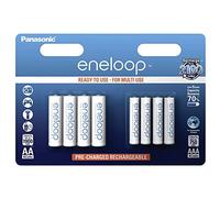 Panasonic eneloop, pile Ni-MH prête à l'emploi, AAA Micro, pack combiné de 8 avec 4 eneloop AA Mignon + 4 eneloop AAA Micro, 2100 cycles de charge, pile rechargeable