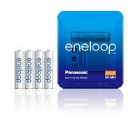 Panasonic eneloop, Pile Ni-MH prête à l'emploi, AAA Micro, Pack de 4, Emballage utilisable comme étui de Rangement, Min. 750 mAh, 2100 Cycles de Charge, Performances élevées, Pile Rechargeable Blanc
