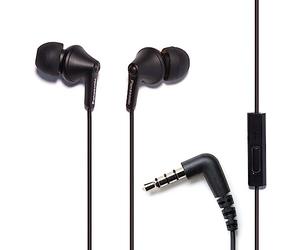 Panasonic ErgoFit RP-TCM125-KA Écouteurs filaires intra-auriculaires avec microphone et contrôleur d'appels, écouteurs ergonomiques sur mesure (S/M/L), prise jack 3,5 mm pour téléphones et ordinateurs