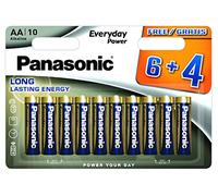 Panasonic Everyday Power - Multipack 6 + 4 Piles alcalines AA LR6, Couleur Rouge