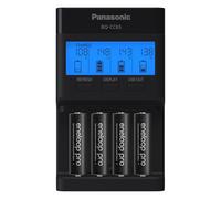 Panasonic K-KJ65KHA4BA Chargeur Rapide à 4 Positions avec écran LCD, Port de Charge USB et Piles Rechargeables 4AA eneloop Pro Noir