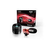 Kit accessoires pour Lumix Micro 4/3 : Objectif à focale fixe Lumix 25 mm F1.7 + Micro Vidéomicro 2 Noir et Rouge