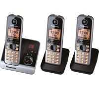 Panasonic KX-TG6723 Téléphone sans fil à faible rayonnement avec répondeur, identification de l'appelant, 2 combinés supplémentaires, 15h de temps de conversation, 7 jours de veille, fonction mains li