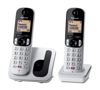 Panasonic KX-TGC252SPS Téléphone sans Fil Numérique pour Personnes âgées avec Verrouillage D'appel Non Souhait, Écran Facile à Lire, Haut-Parleur Mains Libres, Réveil, Deux Téléphones, Argent.