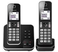 Panasonic KX-TGD322FR - Téléphone sans fil - système de répondeur avec ID d'appelant/appel en instance - DECT\GAP - (conférence) à trois capacité d'appel - noir, cadre argent + combiné supplémentaire 