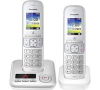Panasonic KX-TGH722GG DECT Téléphone sans fil Duo avec répondeur à faible rayonnement Écran couleur Verrouillage d'appel Mains libres argent perle