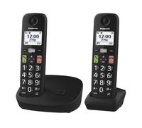 Panasonic KX-TGU112EXB Téléphone Numérique sans Fil sans Répondeur, Unité de Base et 2 Combinés, Écran LCD, Grosses Touches, Appel Favori, Compatible avec Les Appareils Auditifs, Noir