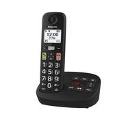 Panasonic KX-TGU130EXB Téléphone Numérique sans Fil avec Répondeur, Unité de Base et 1 Combiné, Écran LCD, Grosses Touches, Appel Favori, Compatible avec Les Appareils Auditifs, Noir