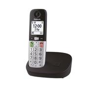 Panasonic KX-TGU410EXB Téléphone Numérique sans Fil, Unité de Base et 1 Combiné, Écran LCD, Appels Favori, Lampe Torche, Compatible avec Les Appareils Auditifs, Noir et Argent