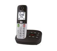Panasonic KX-TGU430EXB Téléphone Numérique sans Fil avec Répondeur, Unité de Base et 1 Combiné, Écran LCD, Appels Favori, Lampe Torche, Compatible avec Les Appareils Auditifs, Noir et Argent