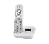 Panasonic KX-TGU430EXW Téléphone Numérique sans Fil avec Répondeur, Unité de Base et 1 Combiné, Écran LCD, Appels Favori, Lampe Torche, Compatible avec Les Appareils Auditifs, Blanc et Argent