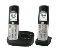 Panasonic KX-TGU432EXB Téléphone Numérique sans Fil avec Répondeur, Unité de Base et 2 Combinés, Écran LCD, Appels Favori, Lampe Torche, Compatible avec Les Appareils Auditifs, Noir et Argent
