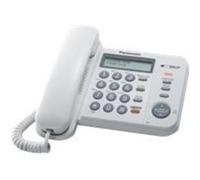 Panasonic Téléphone à fil KXTS580EX1W LCD analogique Identification de l'appelant Blanc