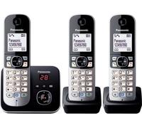 PANASONIC - KXTG6823 - Téléphone sans fil trio - Fonction réduction de bruit - Blocage sélectif - Répondeur - Gris et noir