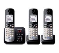 PANASONIC - KXTG6823 - Téléphone sans fil trio - Fonction réduction de bruit - Blocage sélectif - Répondeur - Gris et noir