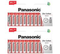 PANASONIC Lot de 2 Blisters de 12 Piles Red Zinc-Carbon AA LR06-1,5 V