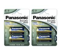 PANASONIC Lot de 2 Blisters de 2 Piles Alcalines Everyday Power Silver LR14 / C - 1,5V